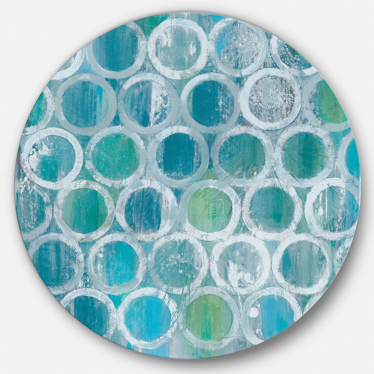Designart - Natural Blue Circle - Geometric Metal Circle Wall Art